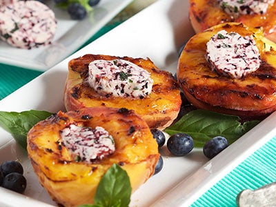 Grilled Peaches with Blueberry Basil Butter